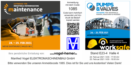 Messeeinladung maintenance Dortmund 2021 & elektrotechnik 2021